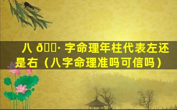 八 🌷 字命理年柱代表左还是右（八字命理准吗可信吗）